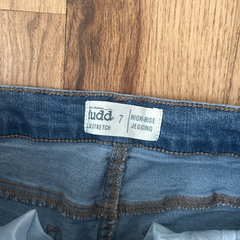 Mudd FLX Stretch High Rise Denim Blue Jeggings Sz 7 - Picture 4 of 7